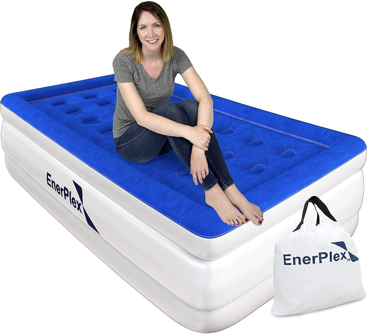 Twin 13 Inch Double Height Inflatable Air Mattress with Built-in Dual Pump D86566