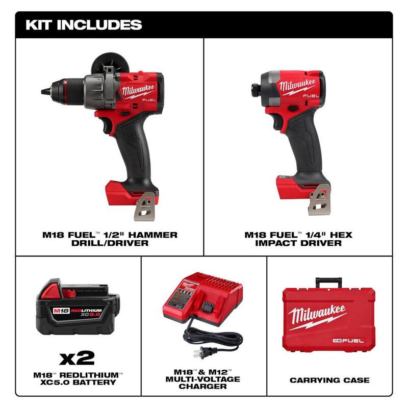 18-Volt Brushless Cordless Hammer Drill & Impact Driver Combo Kit with 50-Piece Bit Set Z1879