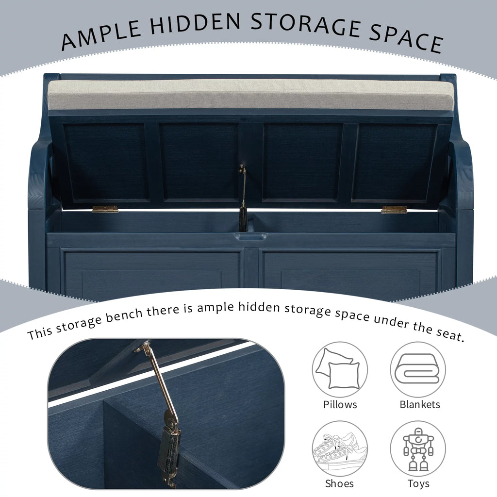 Blue Storage Bench with Hidden Storage H725