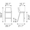 Gray Walnut Counter Chair Set of 2 Y365215