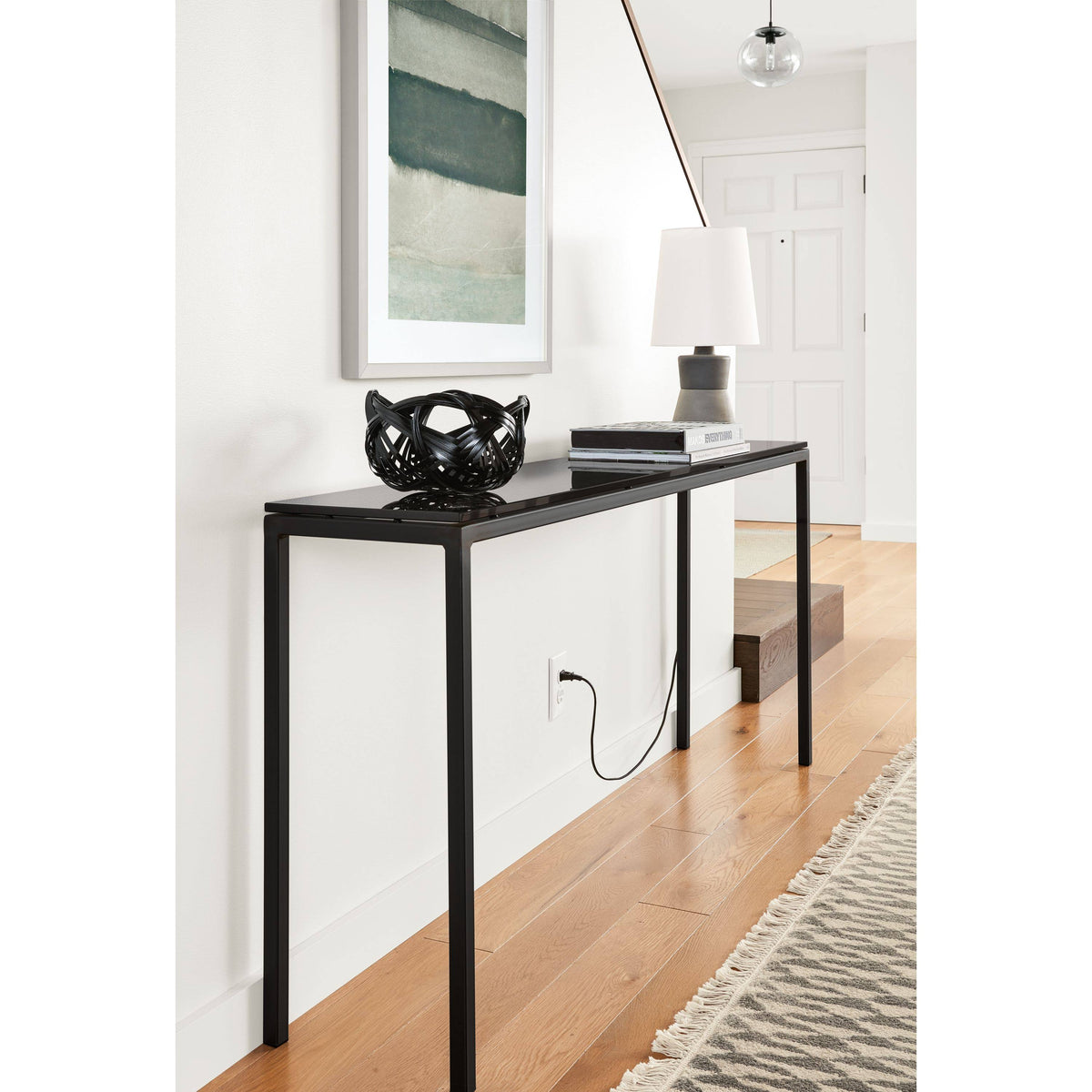 White Venatino Marble Top Parsons Console Table G76799