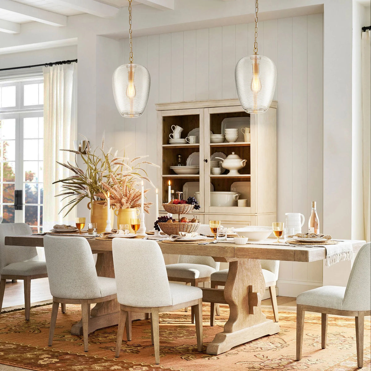 1-Light Dimmable Glass Farmhouse Pendant M3245
