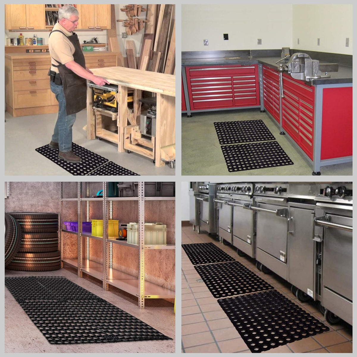 Interlocking Rubber Drainage Floor Mat 24 x 16 inches 12 Mats E581255