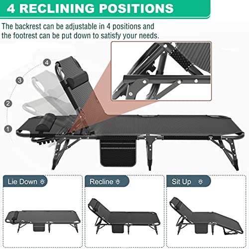 Adjustable 4-Position Folding Camping Cot with Pillow N61218