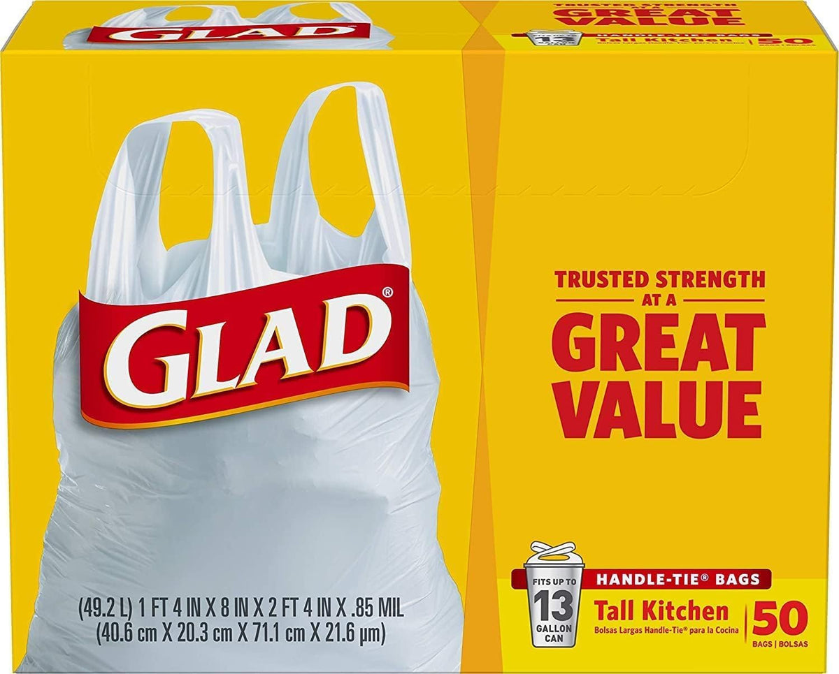 Tall Kitchen Trash Bags 13 Gallon White 50 Count Pack of 2 K490447