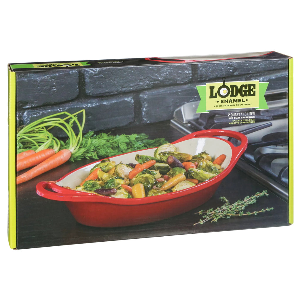 Red Enameled Cast Iron 2 Quart Oval Casserole U46304