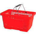 Red Plastic Shopping Basket 28 LITER with Black Plastic Grips Wire Handle D51960