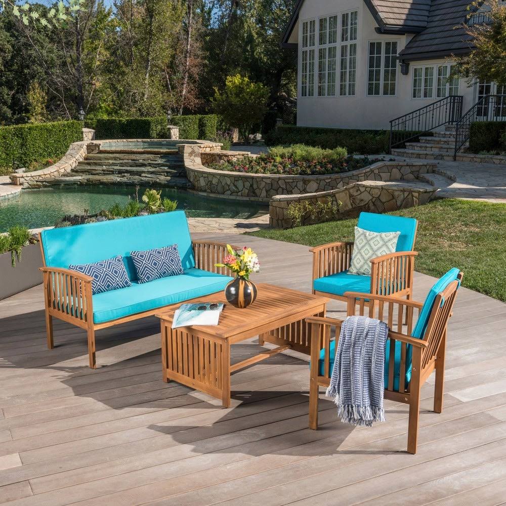 4-Piece Outdoor Acacia Sofa Set V974734