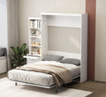 White Full Size Vertical Murphy Bed with Shelf and Drawers H53220