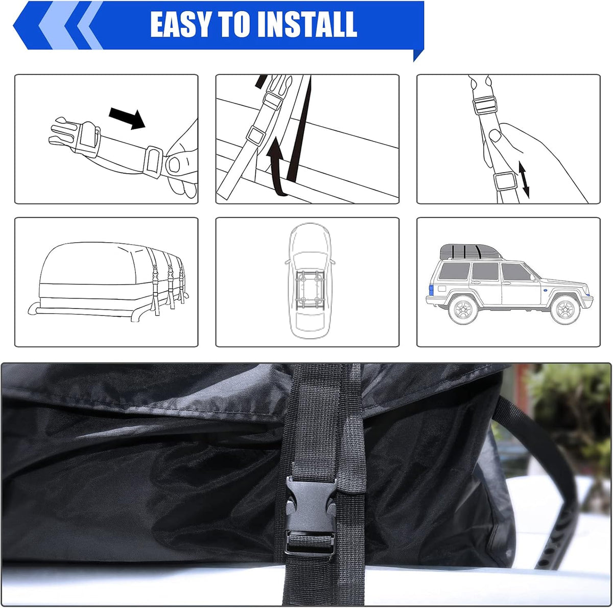 20 Cubic Waterproof Rooftop Cargo Carrier with Straps H65690