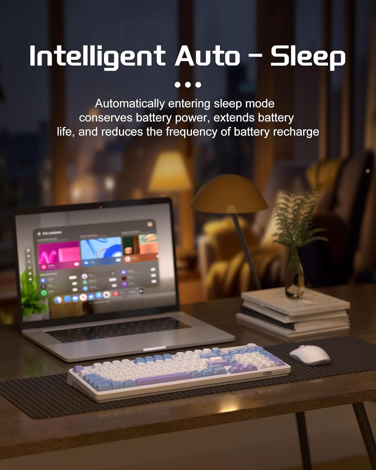 Wireless Gaming Keyboard and Mouse Combo RGB Backlit Rechargeable Mechanical Feel Keyboard 2.4GHz Quiet Blue White Purple Keyboard Mouse Y2488