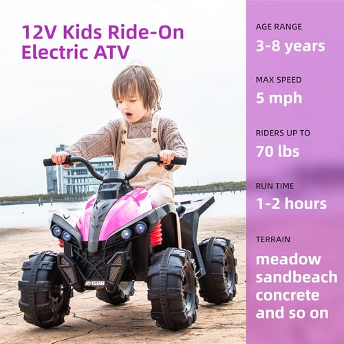 12V Battery Powered Electric Ride On ATV Car with MP3, USB, LED Headlight (Red) X425504