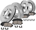 292mm Front + 289.8mm Rear 5 Lug Brake Rotors + Ceramic Brake Pads + Clips S387511