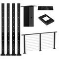 4Pack 36''x2''x2'' Black Square Weldless Stainless Steel Pre-Drilled Cable Railing Post P187401