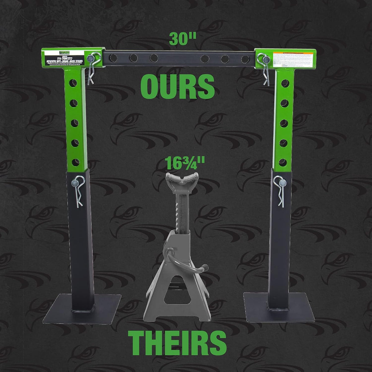 1.5 Ton ATV UTV Jack Stands with Rack Bar Saddle V312