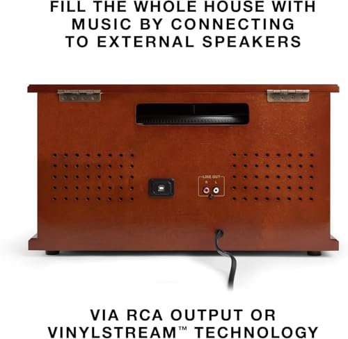 Mahogany 8-in-1 Bluetooth Record Player with Turntable R8015