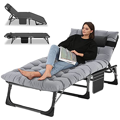 Adjustable 4-Position Folding Camping Cot with Pillow N61218