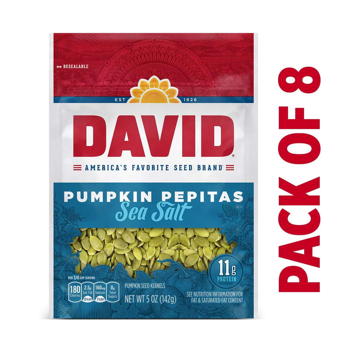 5-oz Resealable Bag Pack of 8 Pumpkin Pepitas Seeds L908