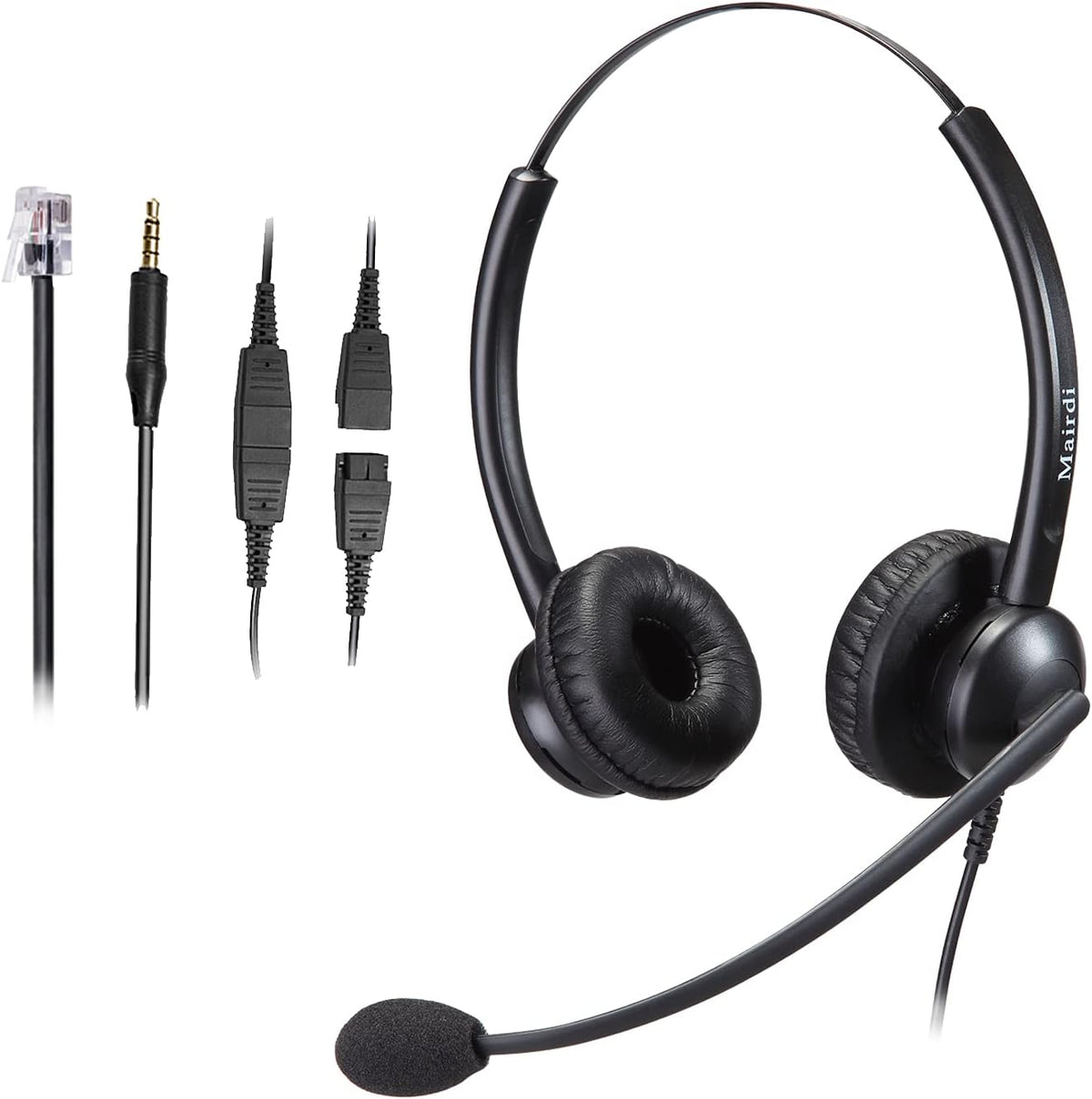 Noise Canceling Microphone Mono Call Center Office Headset with RJ9 Jack & 3.5mm Connector C547