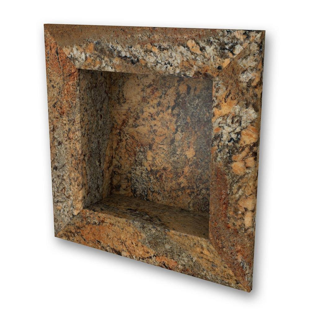 17 in. x 17 in. Square Recessed Shampoo Caddy in Crema Bordeaux G482