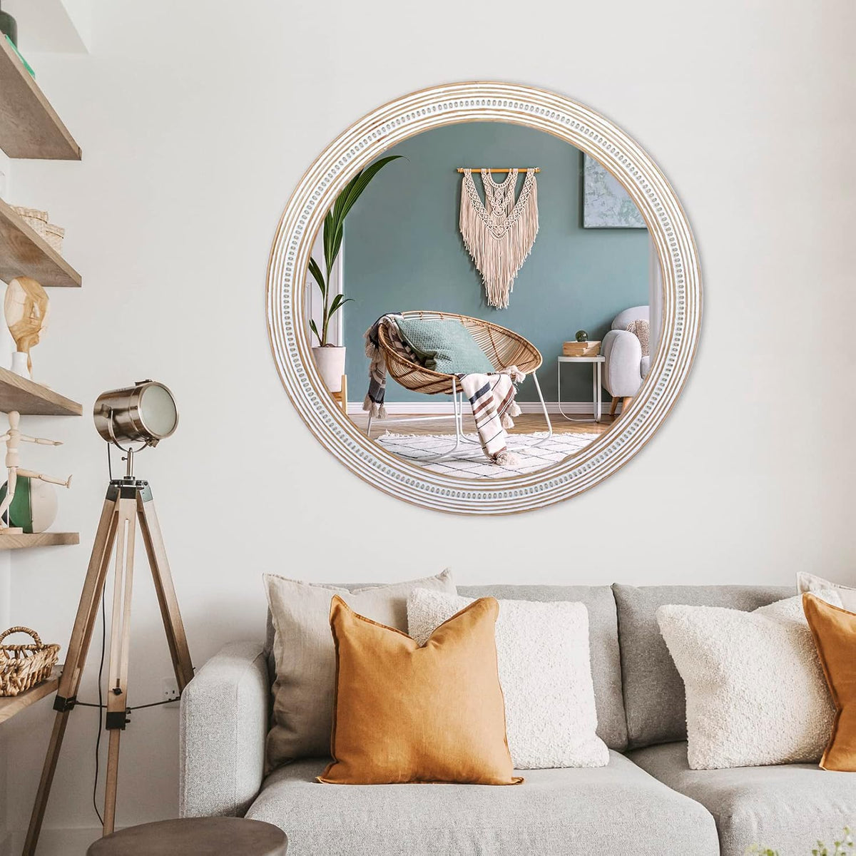 32" Round Wooden Decorative Mirror N84668