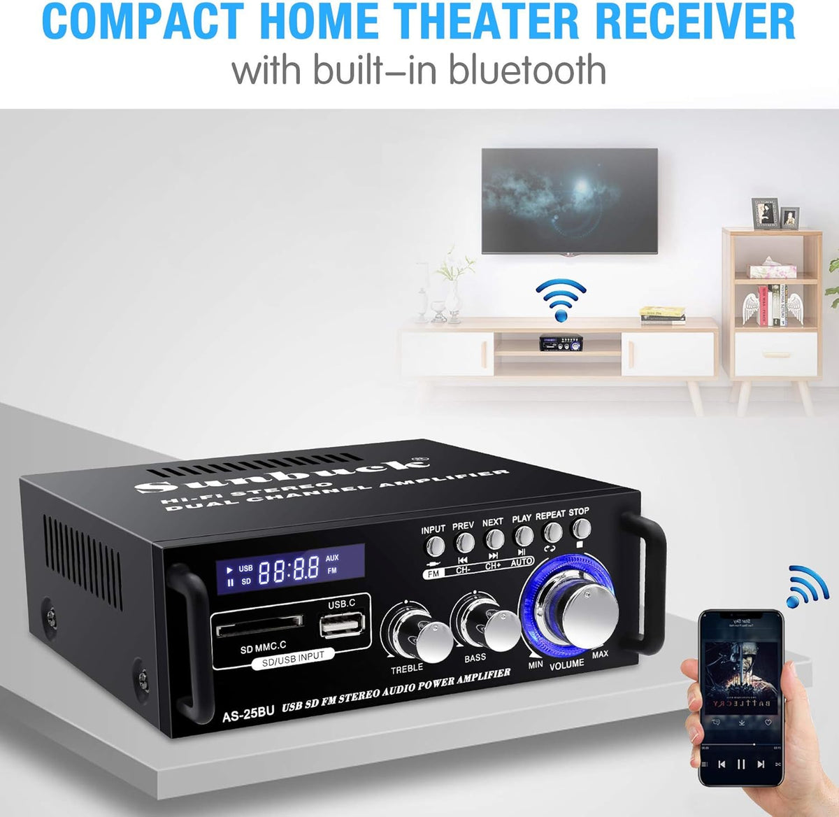 180W Wireless Bluetooth Stereo Amplifier Y26726