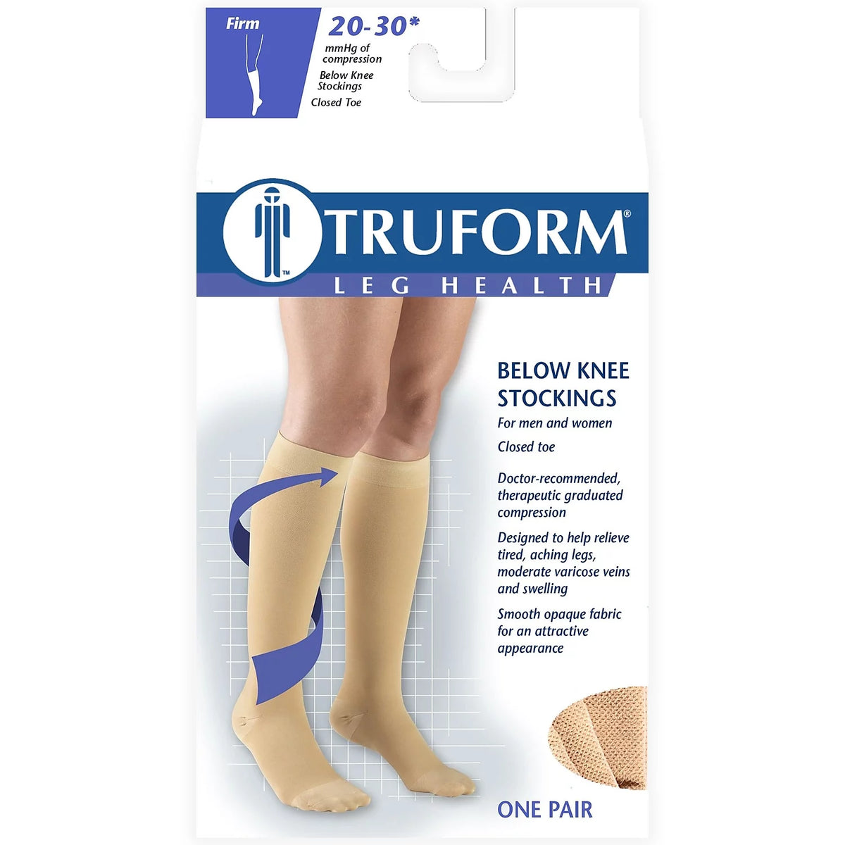 Knee-High Closed Toe Stockings, 20-30 mmHg, XL, Black K495615