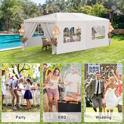 White 10x30 Heavy Duty Party Tent with 7 Removable Sidewalls W33744