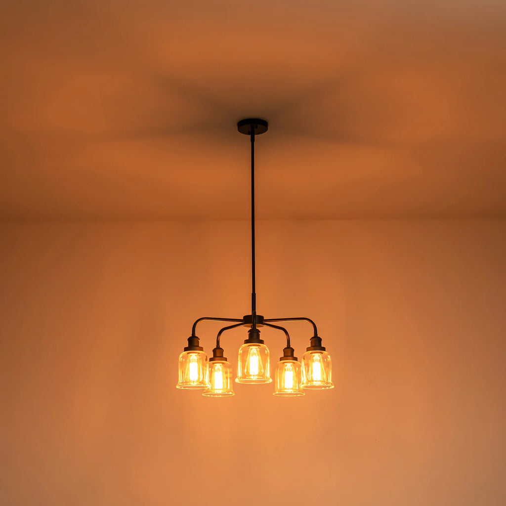 5-Light Dimmable Glass Farmhouse Chandelier W9651