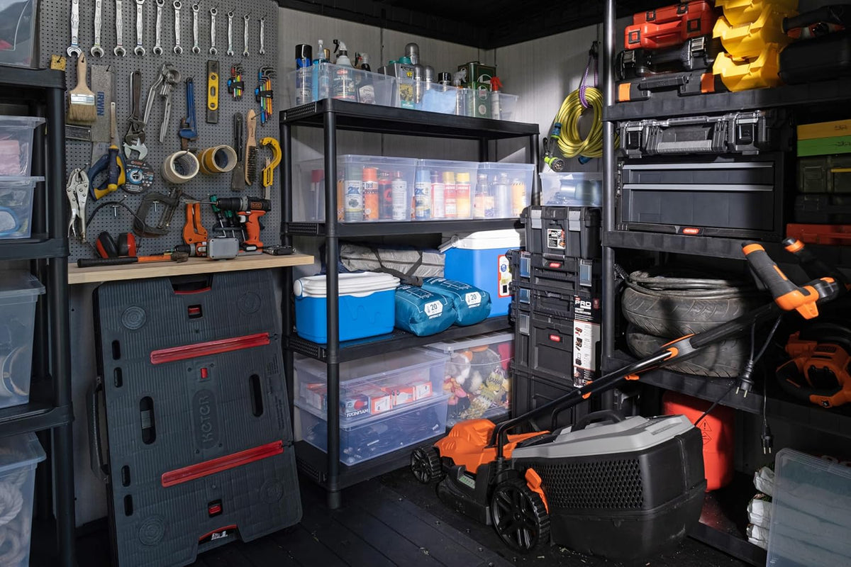 Grey & Black Resin Outdoor Storage Shed Y368