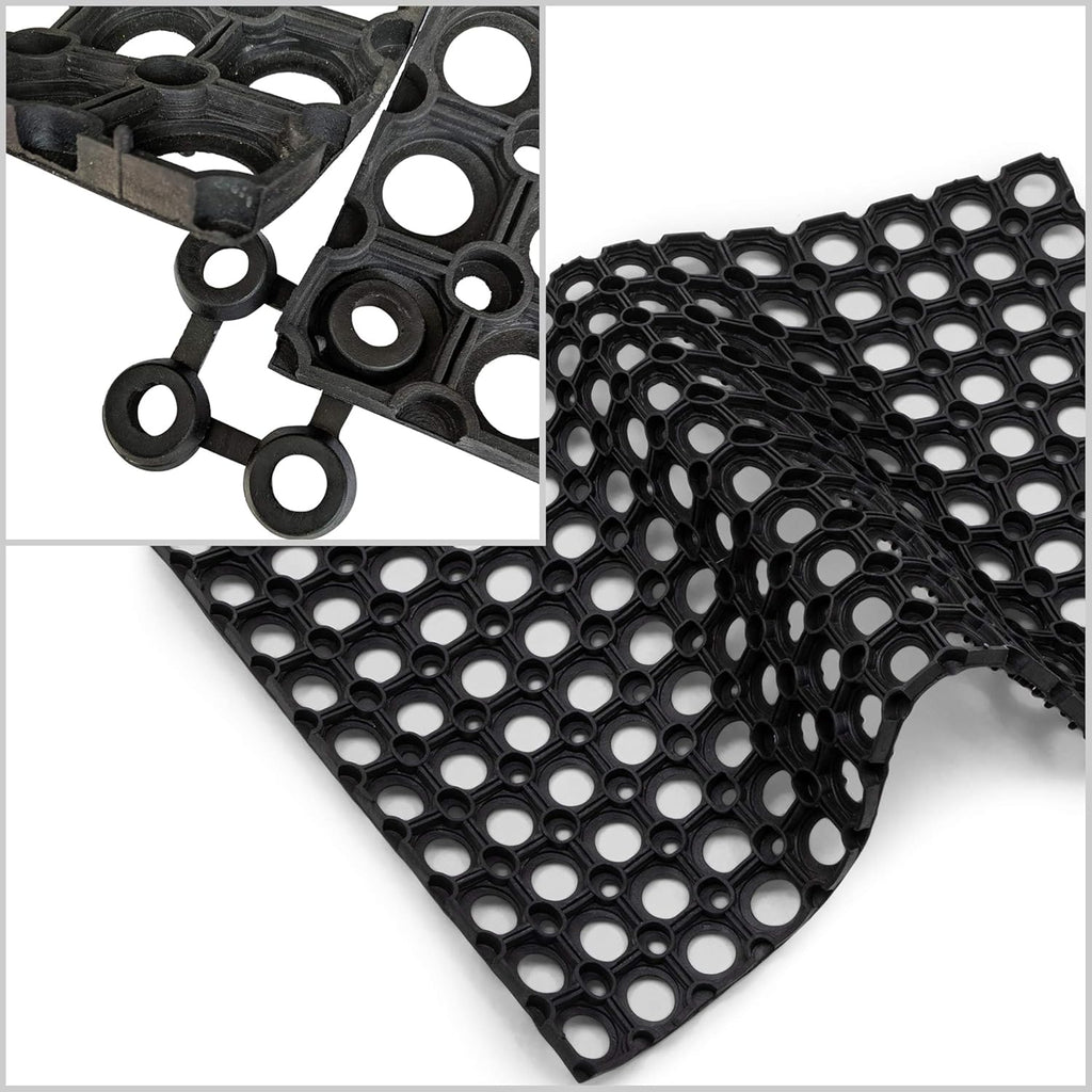Interlocking Rubber Drainage Floor Mat 24 x 16 inches 12 Mats E581255