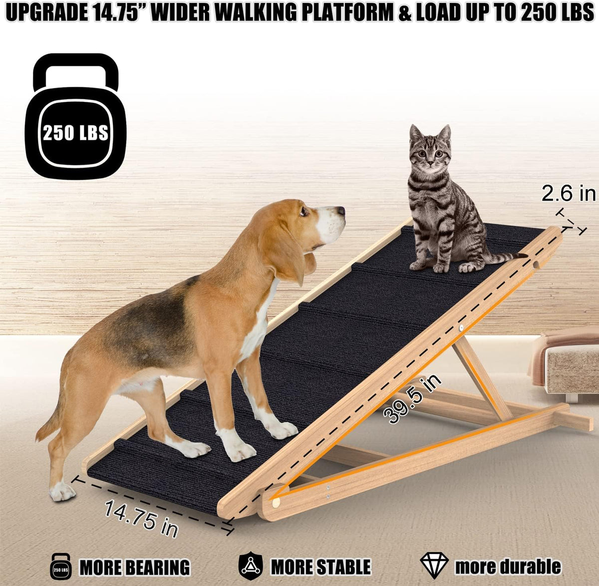 Adjustable Folding Pet Ramp with Non Slip Mat, 40" Long C87912