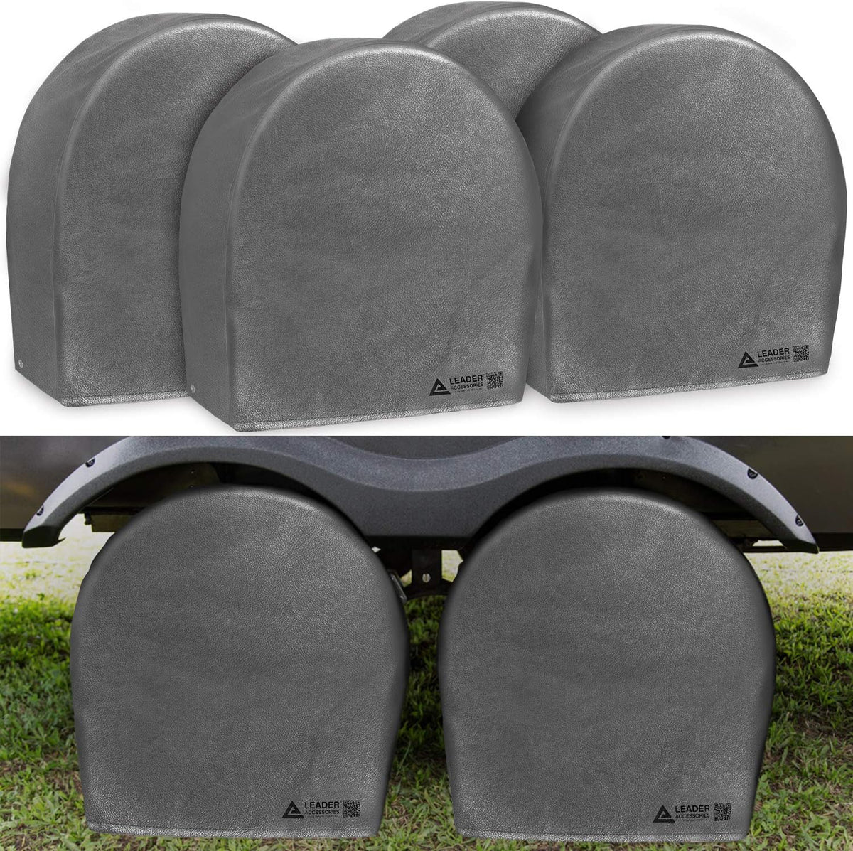 4 Pack Heavy Duty Waterproof Grey Tire Covers N637