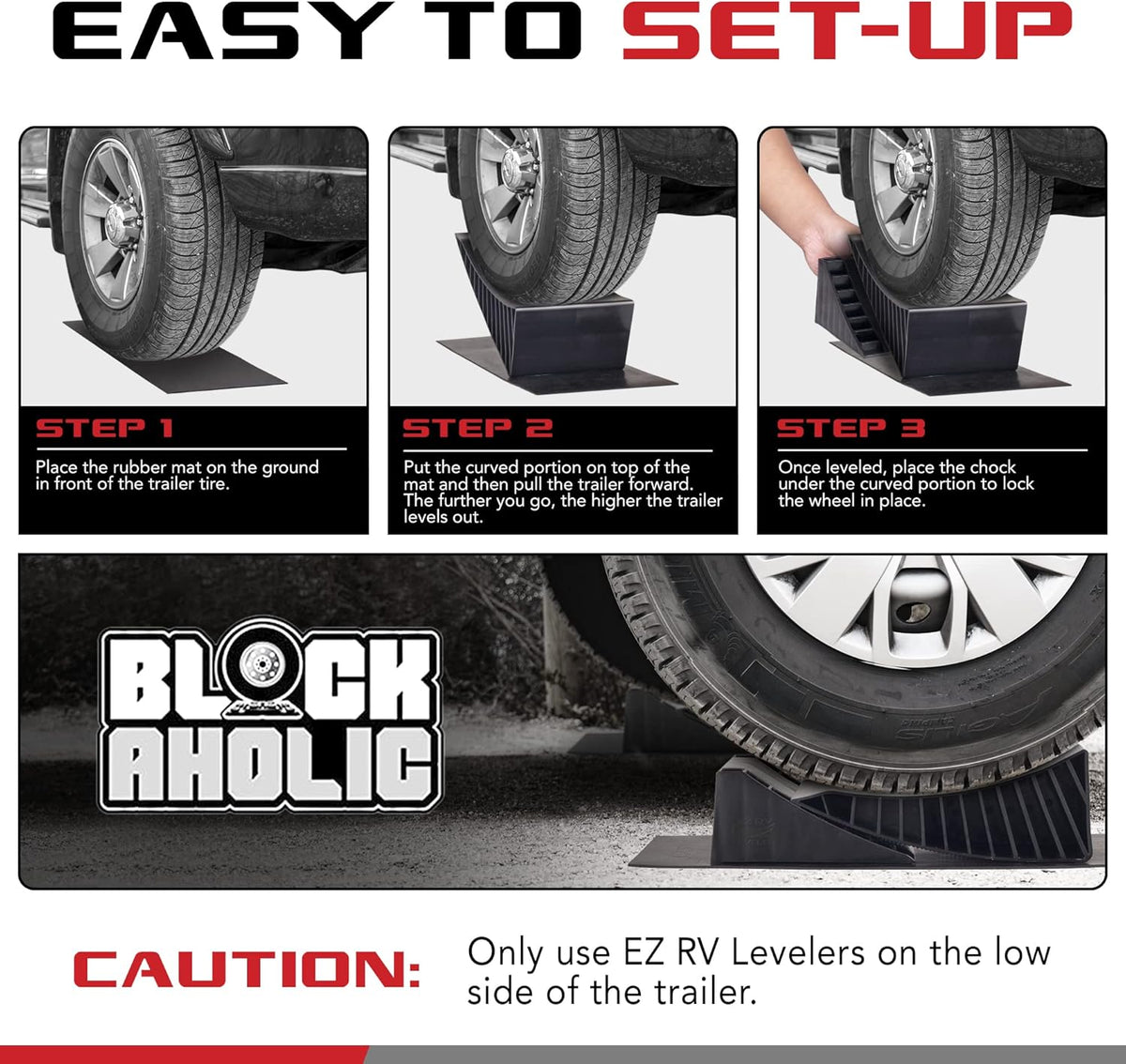 Curved RV Leveling Ramp with Chocks and Rubber Mat, 2 Pack R665829