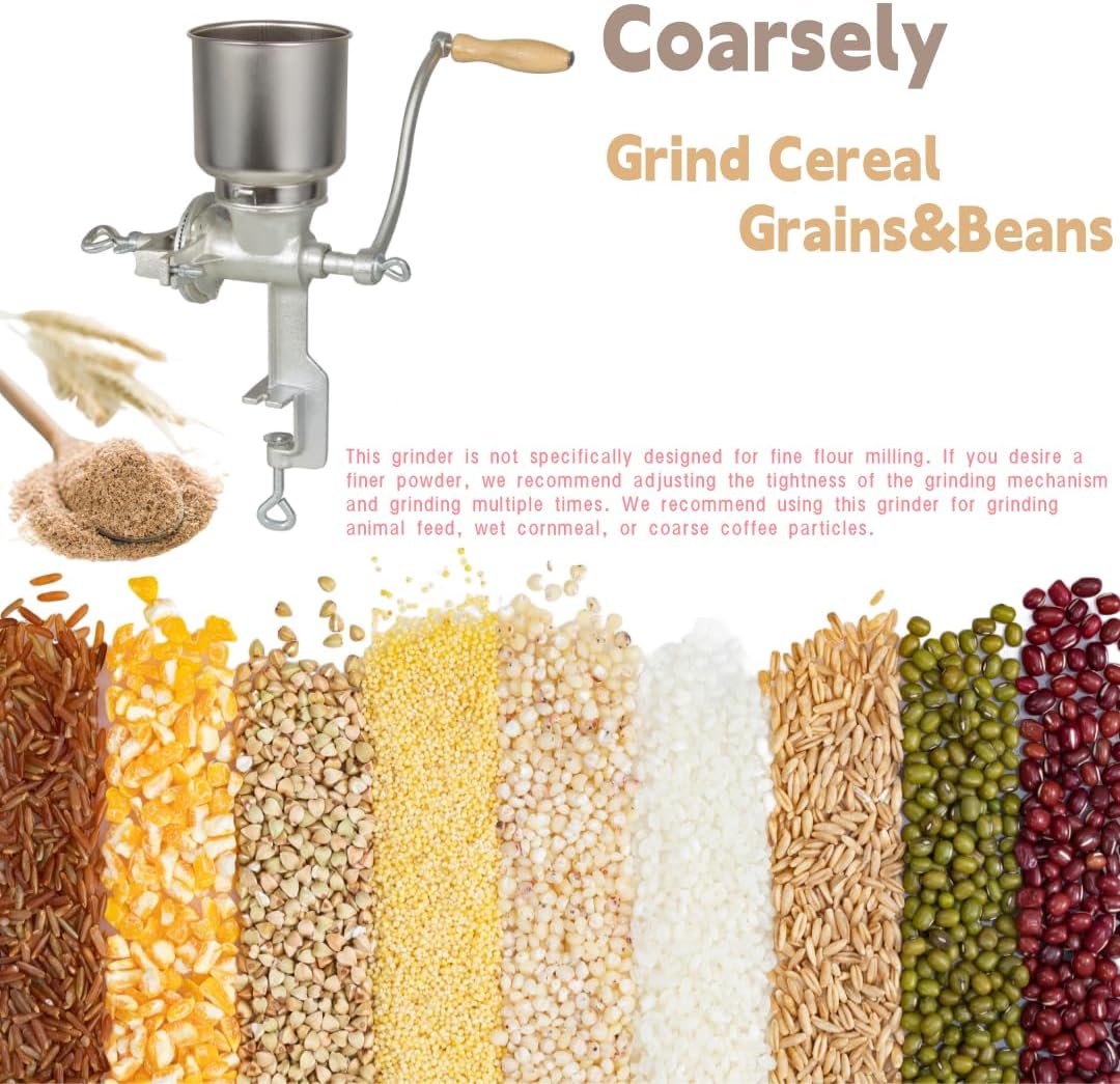 Cast Iron Manual Grain Mill Grain Grinder Coffee Grinder Silver E9120