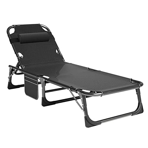 Adjustable 4-Position Folding Camping Cot with Pillow N61218