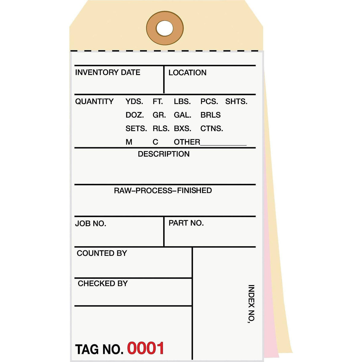 Inventory Tags 3 Part Carbonless #8 K477179