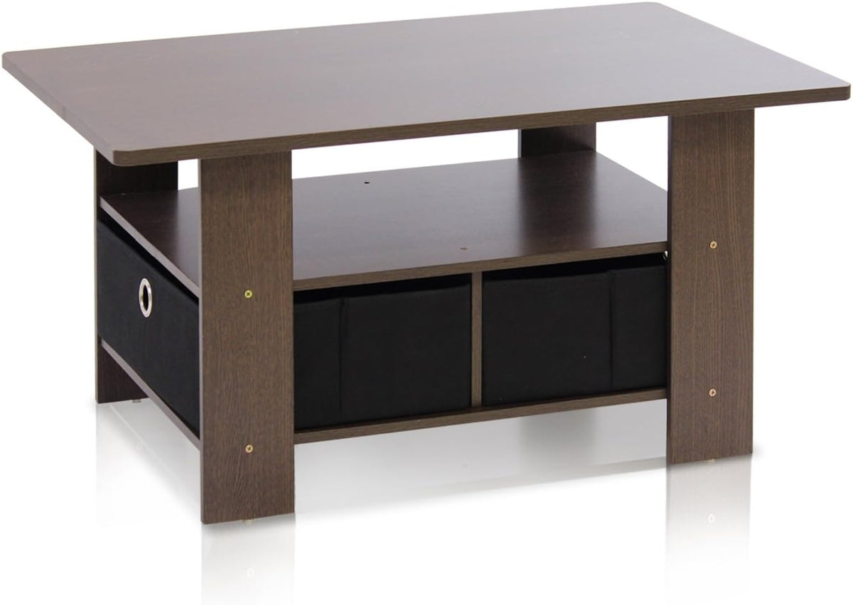 Americano Medium Brown Coffee Table and End Table with Bin Drawer J637