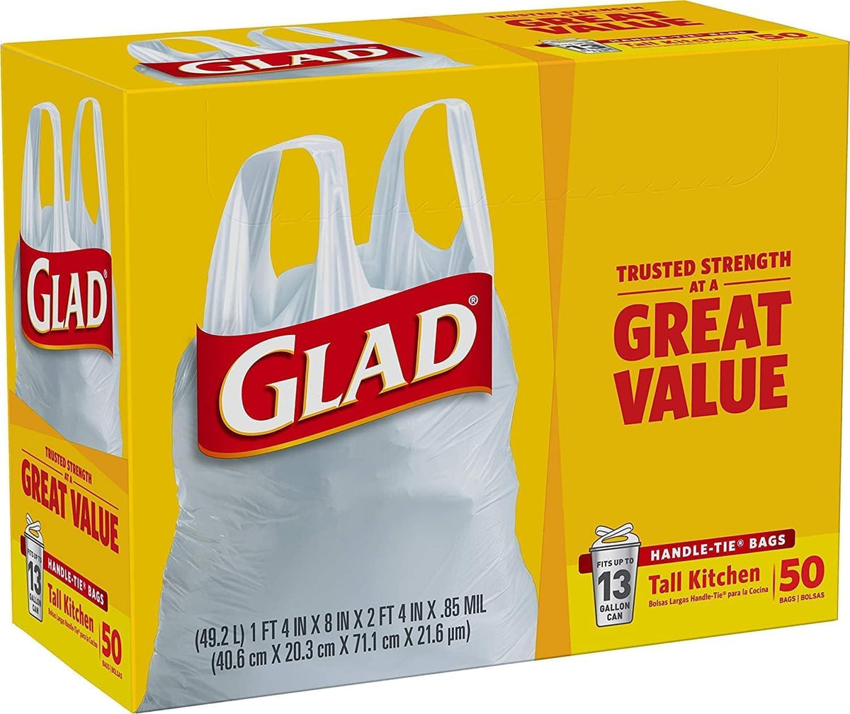 Tall Kitchen Trash Bags 13 Gallon White 50 Count Pack of 2 K490447