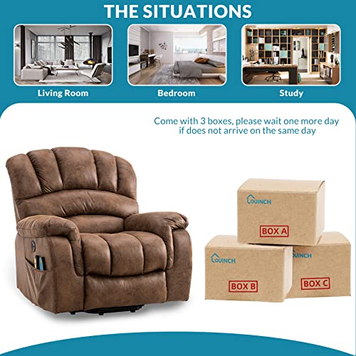 Large Power Lift Recliner Chair with Massage and Heat, Extra Wide & Oversized Electric Recliner, 350lbs Capacity (Brown) U346369