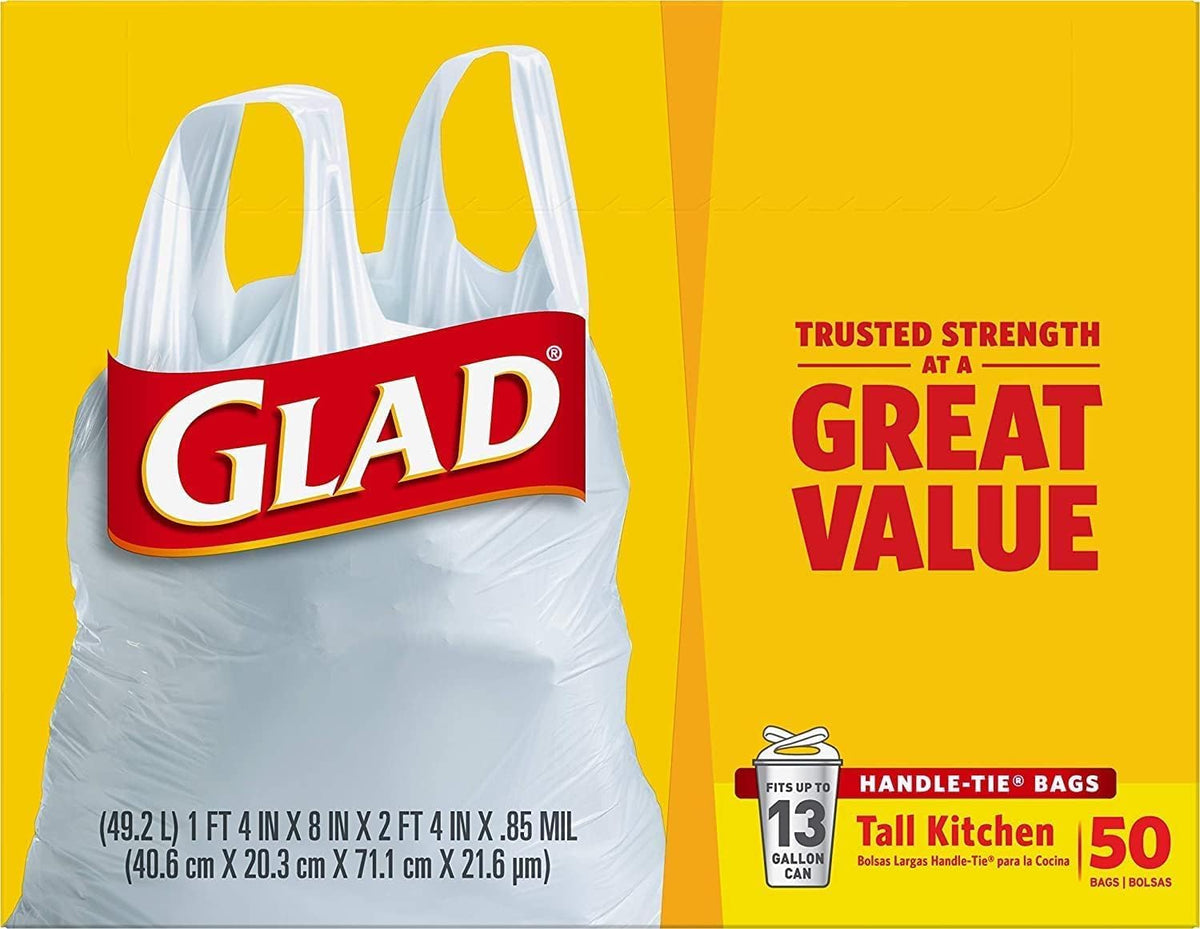 Tall Kitchen Trash Bags 13 Gallon White 50 Count Pack of 2 K490447