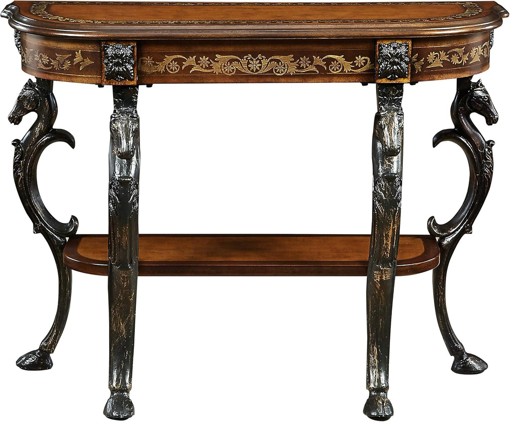 Floral Demilune Console Table with Display Shelf B389