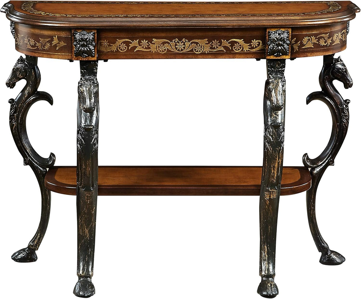 Floral Demilune Console Table with Display Shelf B389