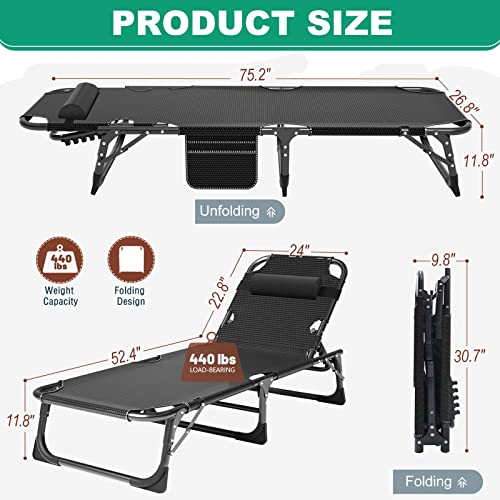 Adjustable 4-Position Folding Camping Cot with Pillow N61218