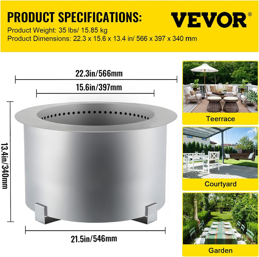21.5 inch Stainless Steel Smokeless Fire Pit V171128
