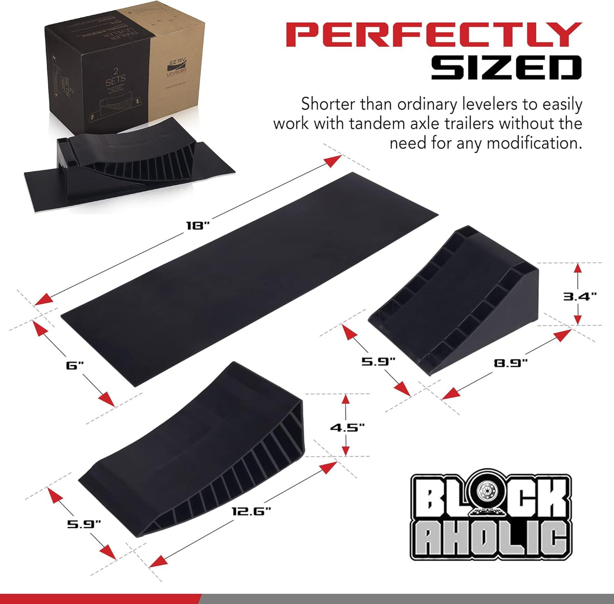 Curved RV Leveling Ramp with Chocks and Rubber Mat, 2 Pack R665829