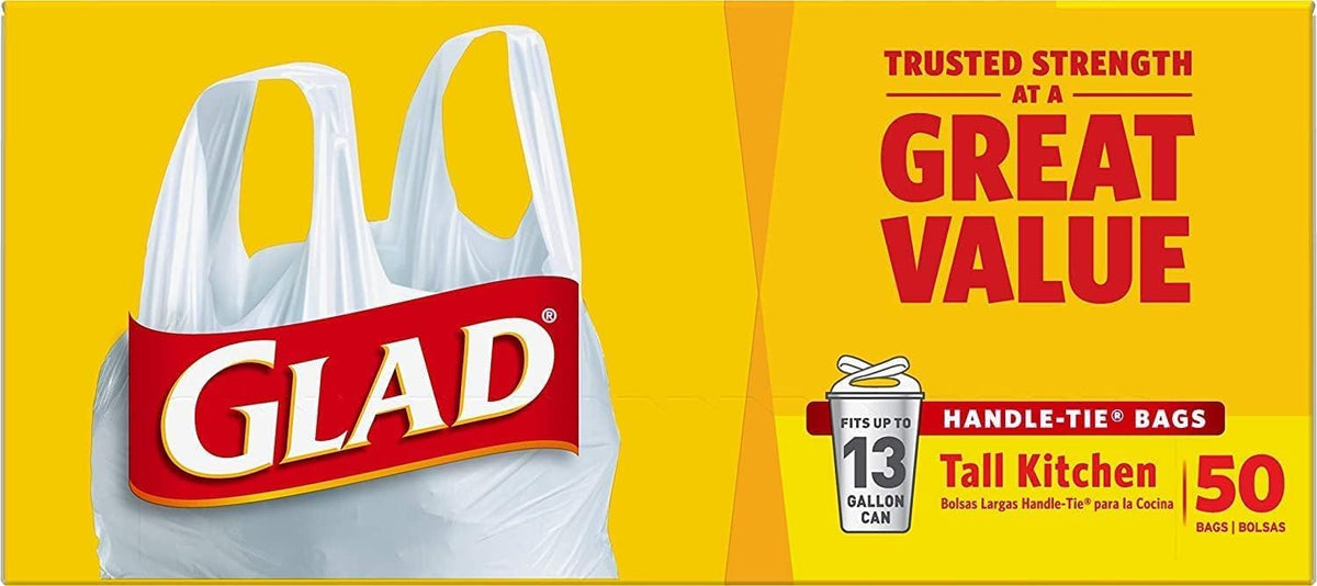 Tall Kitchen Trash Bags 13 Gallon White 50 Count Pack of 2 K490447