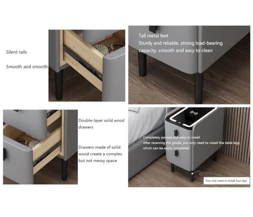White Narrow Side Table with 2 Drawers and LED Light Z97163