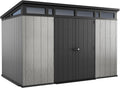 Grey & Black Resin Outdoor Storage Shed Y368