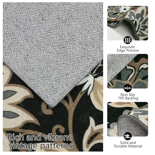 Non Slip Washable Floral Kitchen Mats Set of 3 Z276
